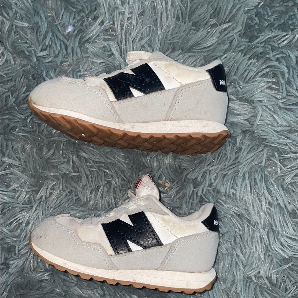 New Balance Off-White and Navy Retro Sneakers